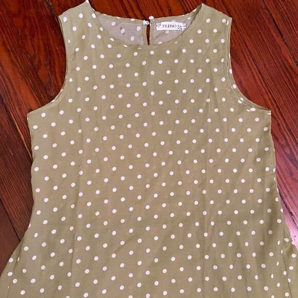 Zldso Large Green Polka Dotted Summer Dress Fun - Picture 5 of 8